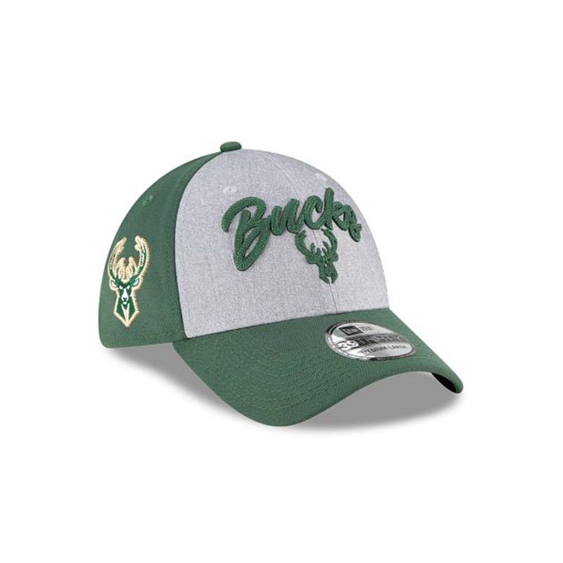 NBA Milwaukee Bucks Draft 39Thirty Stretch Fit (MME6910) - Green New Era Caps